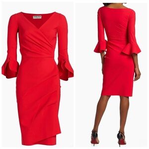 Chiara Boni La Petite Robe Trina Ruffle Sheath Dress Size 16